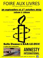 Foire aux Livres Ã  Bar-Le-Duc, les 30 septembre et 1er octobre 2023 pour Amnesty International